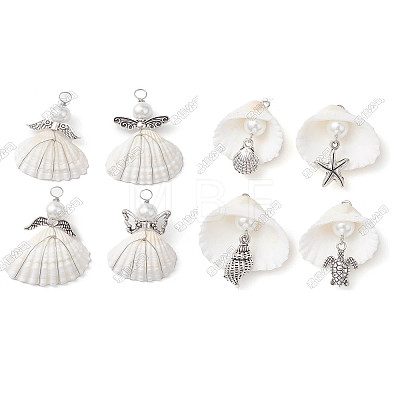 Glass Pearl & Shell Pendant PALLOY-GO00021-1