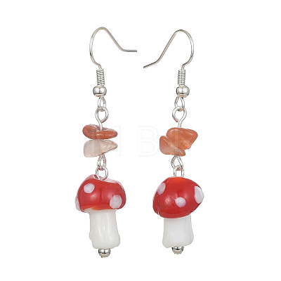4 Pairs 4 Style Allloy Mushroom Dangle Earrings EJEW-TA00309-1