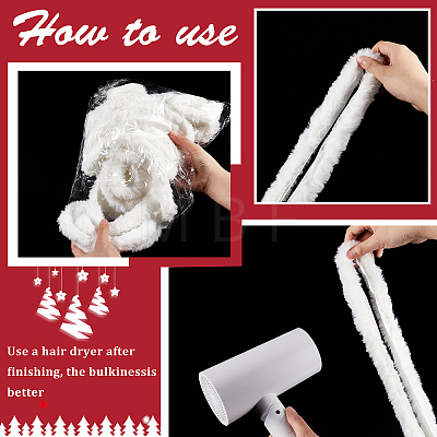 Gorgecraft White Faux Fur Ribbon Trim Fabric Roll for Christmas Tree Decor or Wreath Bows Craft DIY-GF0006-66-1
