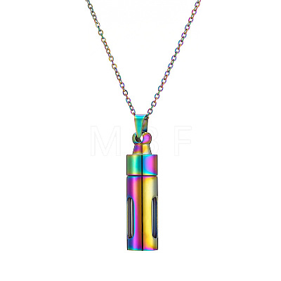 Stainless Steel Column Perfume Bottle Necklaces for Women BOTT-PW0011-09A-1