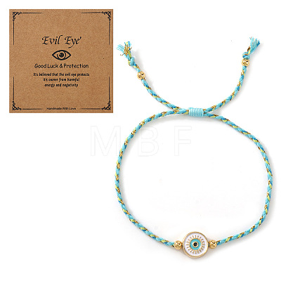 Brass Enamel White Evil Eye Link Braclets FV7122-8-1