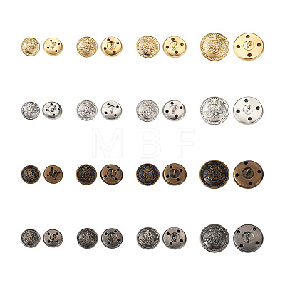 64Pcs 16 Style Brass Shank Buttons BUTT-TA0001-11-1