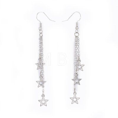 Brass Tassel Dangle Earrings X-EJEW-JE03303-1