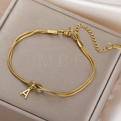 304 Stainless Steel Initial Charm Bracelets FS-WGD8E41-08-1