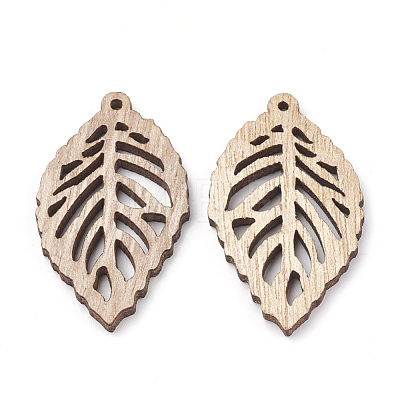 Undyed Wood Pendants WOOD-T008-38-1