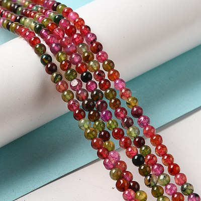 Dyed Natural Agate Beads Strands G-R262-4mm-1-1