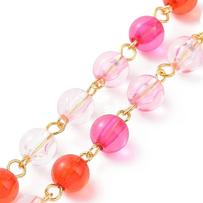 Handmade Rainbow Color Transparent Acrylic Bead Chains AJEW-JB01140-01-1