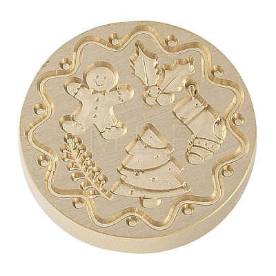 Christmas Series Wax Seal Brass Stamp Head AJEW-M037-01G-08-1