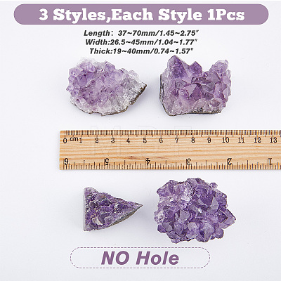 4Pcs 4 Style Natural Amethyst Clusters Ornaments G-FH0002-04-1