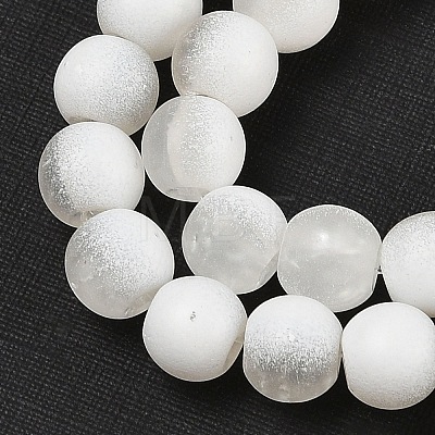 Frosted Crackle Glass Beads Strands GLAA-U001-6mm-M07-1