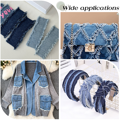 6Pcs 6 Colors Denim Fabric Ribbon DIY-CY0003-63-1