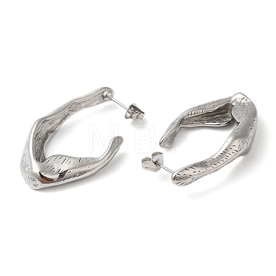 304 Stainless Steel Twist Rhombus Stud Earrings EJEW-K244-23P-1