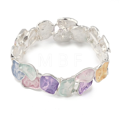 Coloful Alloy Enamel Links Stretch Bangles BJEW-B100-07-1