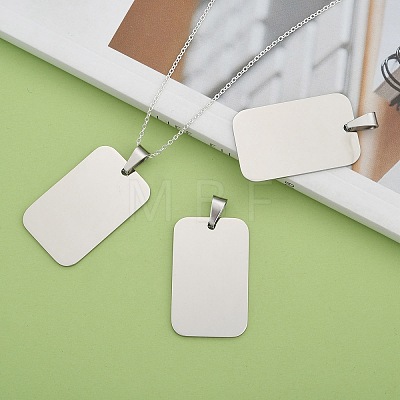 Tarnish Resistant Rectangle Tag Pendants X-STAS-H061-04-1