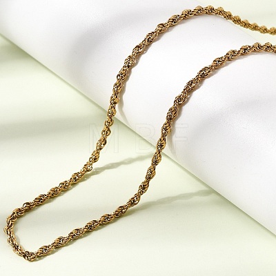 2MM Unisex 304 Stainless Steel Rope Chain Necklaces NJEW-P395-16G-1