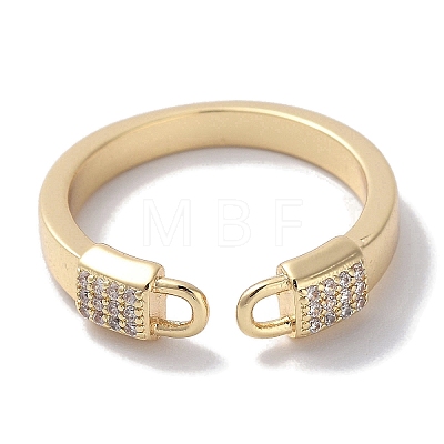 Brass Micro Pave Cubic Zirconia Cuff Rings RJEW-G310-04G-1