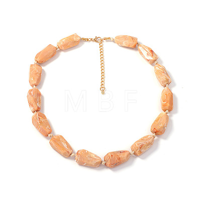 Resin Nuggets Beaded Necklaces with Alloy End Chains for Women WG10149-02-1