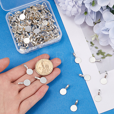 120Pcs Alloy Glue On Flat Pad Pendant Bails FIND-SP0001-88P-1
