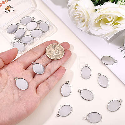 20Pcs 304 Stainless Steel Pendant Cabochon Settings STAS-BBC0010-66-1