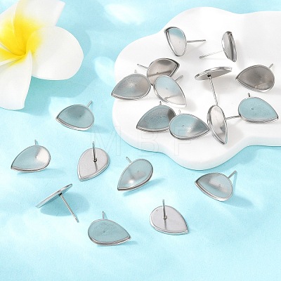 Tarnish Resistant Earring Cabochon Settings 304 Stainless Steel Ear Studs Blank Settings STAS-Q170-13-1