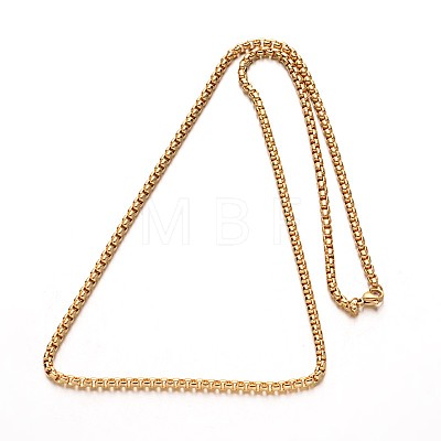 304 Stainless Steel Box Chain Necklaces NJEW-M124-08-1