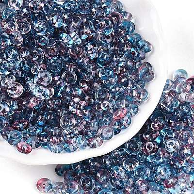 Spray Painted Transparent Glass Seed Beads SEED-T007-05F-1