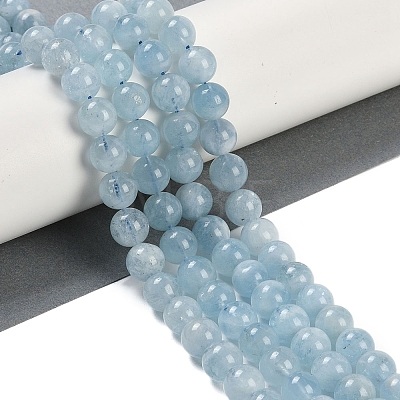 Natural Aquamarine Bead Strands G-J376-23-8mm-1