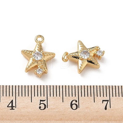Brass Micro Pave Clear Cubic Zirconia Charms KK-P355-01F-G-1
