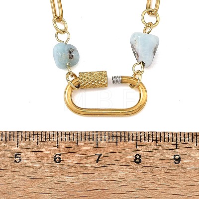 Natural Larimar Nuggets Beaded Chain Necklaces NJEW-JN06508-03-1