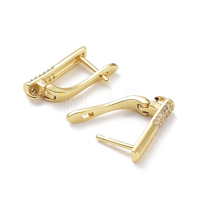Rack Plating Brass with Cubic Zirconia Hoop Earring Findings KK-Z036-09G-1