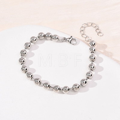 Brass Ball Link Chain Bracelets for Women BJEW-H640-02A-P-1