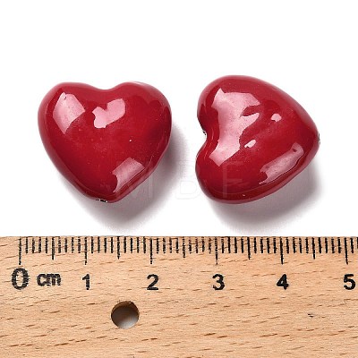 Heart Brass Enamel Beads KK-M324-08A-G02-1