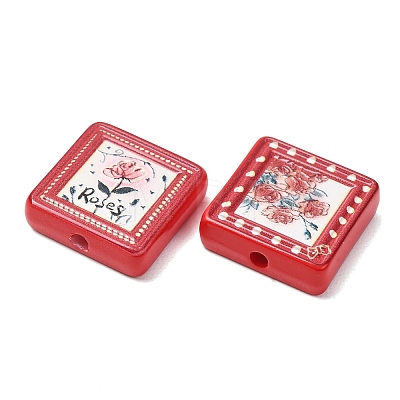 Baking Paint Printed Acrylic Beads AC-CBA46F7-01-1