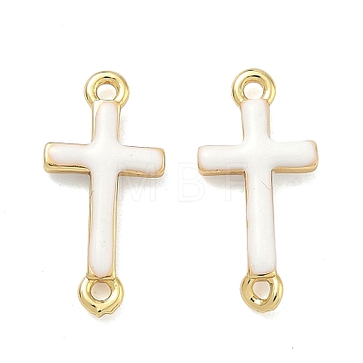 Brass Enamel Religion Cross Links Connector Charms KK-D229-07G-03-1