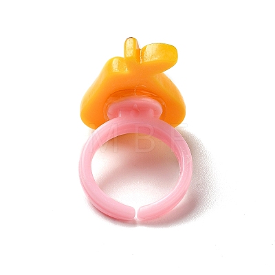 Cartoon Fruit Resin Open Cuff Ring for Kids RJEW-K239-22-1