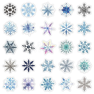 50Pcs Snowflake Paper Stickers DIY-P085-04-1