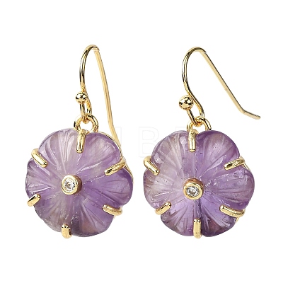 Flower Natural Mixed Stone Dangle Earrings EJEW-G456-01G-1