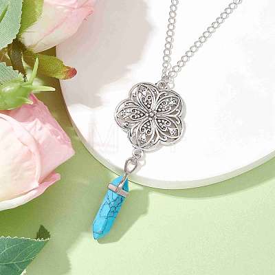 Synthetic Turquoise Pendants Necklace NJEW-JN04694-01-1