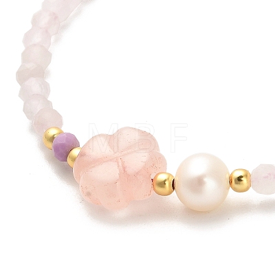 Natural Rose Quartz and Natural Lepidolite and Natural Agate Bead Bracelets BJEW-E098-13G-1
