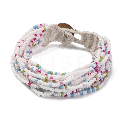 Bohemia Style Glass Beaded Multi-strand Bracelets for Women BJEW-G720-01C-1