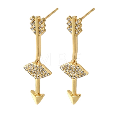 Rack Plating Brass Micro Pave Clear Cubic Zirconia Stud Earrings EJEW-U011-05G-1