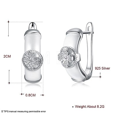 925 Sterling Silver Stud Earrings EJEW-BB30422-BK-1