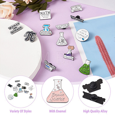 12pcs 12 style Mathematical Formula Enamel Pin JEWB-CD0001-03-1