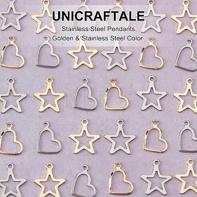 Unicraftale 80Pcs 4 Style 304 Stainless Steel Pendants STAS-UN0032-12-1