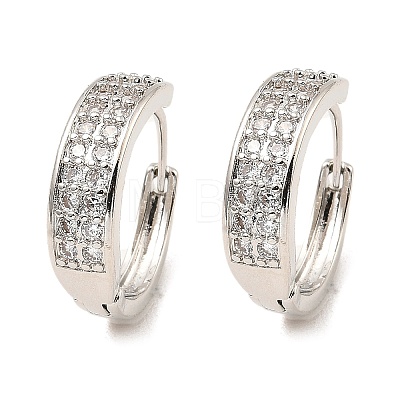 Brass Micro Pave Cubic Zirconia Hoop Earrings EJEW-D078-15P-1