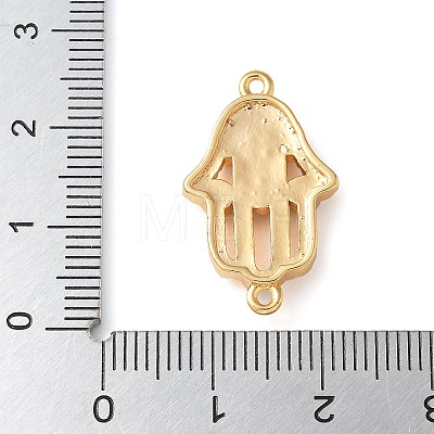 Brass Micro Pave Cleear Cubic Zirconia Evil Eye Hamsa Hand Connector Charms KK-C086-15B-G-1