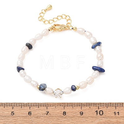 Natural Lapis Lazuli Chip and Rice Natural Pearl Beaded Bracelets GG-CBA3297-13G-D-1