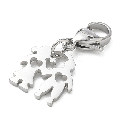 304 Stainless Steel Boy Girl Heart Cutout Pendant Decorations STAS-B141-08P-1