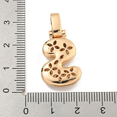 Brass Micro Pave Clear Cubic Zirconia Pendants KK-B099-01G-S-1