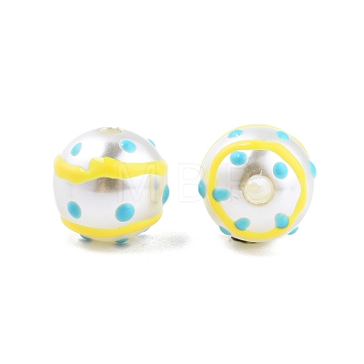 Spot Pattern Opaque ABS Plastic Imitation Pearl Enamel Beads KY-G020-02D-1